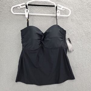 Catalina Women's Swim Twist Front Bandeau Tankini Top Size XL Black